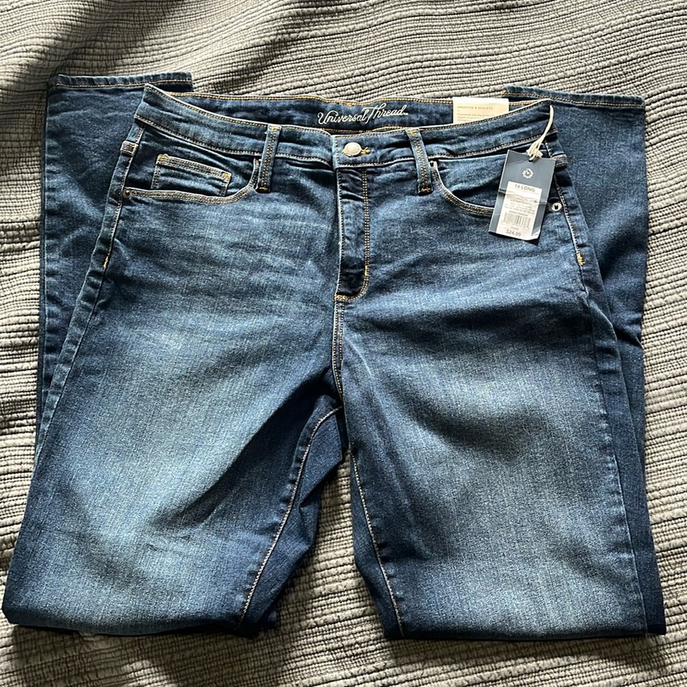 High rise skinny blue jeans size 14 Long